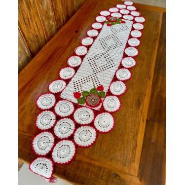 Imagem de Caminho De Mesa 1,50mx38cm M Bordado Crochê Artesanal - Croche Maria V