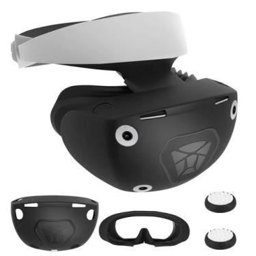 Imagem de Capa Protetora + Capa Silicone 2 Caps Para PlayStation VR2 PSVR2 Preta