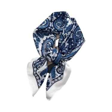 Imagem de Lenço De Cetim Com Estampa Floral 70cm Design Luxuoso Para Mulheres, L