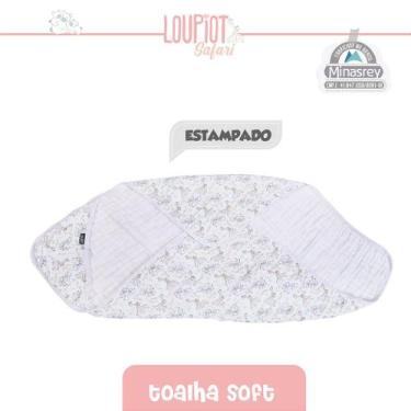 Imagem de Toalha Fralda Soft Loupiot Temas REF5224 Bege - 85x85cm com Capuz e Bo