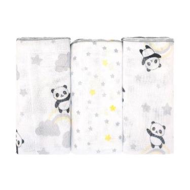Imagem de BABETE BUBLIM PETIT PANDA CINZA - Kit com 3 Unidades - INCOMFRAL