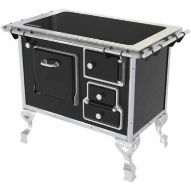 Imagem de Fogão a Lenha Tradicional Chapa Vitrocerâmica 02 Preto SD Metalúrgica 