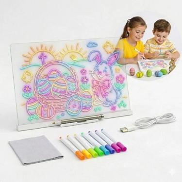 Imagem de Quadro Lousa Mágica LED Acrílica Infantil Brinquedo Educativo Canetas 