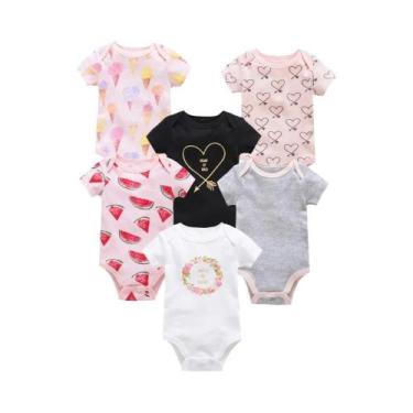 Imagem de Conjunto De 3 Peças De Body De Manga Curta Para Bebês Meninas 0-12 Mes