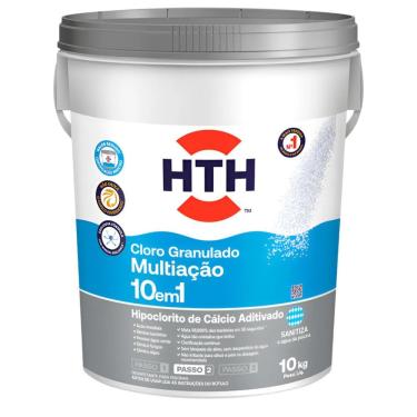 Imagem de Cloro para Piscina Cloro Multiação 10 em 1 com 10 Ações 10kg Branco HTH