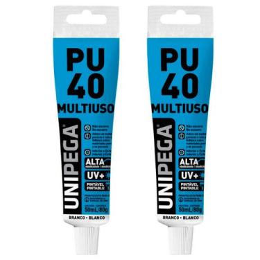 Imagem de Kit 2 Adesivo Selante Poliuretano Pu40 80g Branco- Unipega