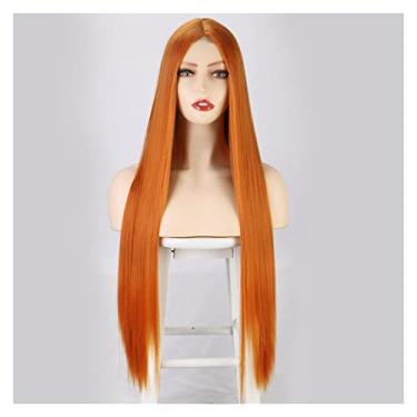 Imagem de Perucas femininas peruca sintética peruca longa reta para mulheres, perucas laranja cosplay para mulheres, cabelo natural resistente ao calor, cabelo loiro cinza, perucas de cabelo humano (cor: WL9352-2735, comprimento esticado: 71,12 cm)