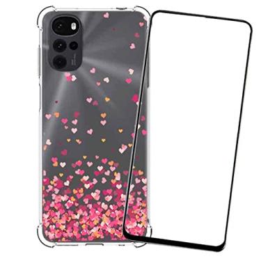 Imagem de Kit Capinha de Corações Anti Impactos Antiqueda + Película 5D Cerâmica Compatível com Moto G22 [FIT IT]