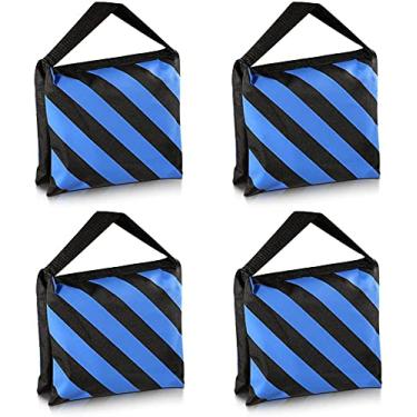 Imagem de Conjunto de quatro sacos de areia resistentes preto/azul para estúdio de fotografia e vídeo palco filme saco de areia para suportes de luz, tripés de braço