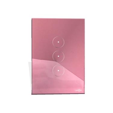 Imagem de Interruptor De Luz Touch Tok Glass 3 Botões Rosa Lumenx