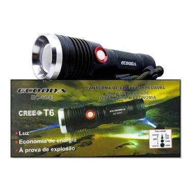 Imagem de Lanterna Tática Recarregável Potente Led Cree T6 Ec-6043 