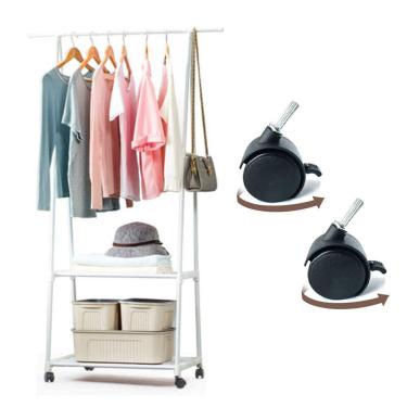 Imagem de Arara Dupla Organizador Armario Movel Com Rodas Prateleiras Sapatos Roupas Closet Organizaçao Cabideiro Multifunçoes Casa Studio