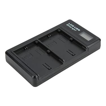 Imagem de Carregador de bateria para câmera com visor LCD de canal duplo com cabo tipo C para baterias LP-E6