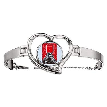 Imagem de N/A N/A Bracelete vermelho chinês educação propaganda pensamentos coração joia pulseira de arame, medium, metal