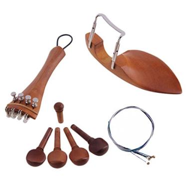 Imagem de 1 conjunto de acessórios de substituição para violino tamanho completo 4/4 de madeira jujuba DIY Brown Luthier Supply