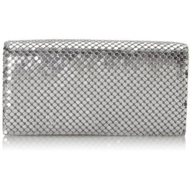 Imagem de Jessica McClintock Bolsa de embreagem de metal para noite com rolo de malha (11,44 x 19,05 x 5,08 cm, corrente de ombro incluída), Prata, One Size