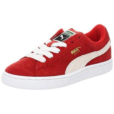 Imagem de PUMA Tênis infantil unissex de camurça JR, Alto risco vermelho/branco, 20