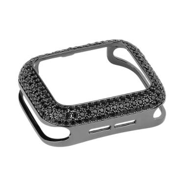 Imagem de ZiEuooo Capa protetora de cobre sólido Trend Luxurious Personalidade compatível com Apple Watch Series 7 6 5 4 3 2 1 SE para Iwatch 38 40 41 42 44 45 MM (44 mm, preto)