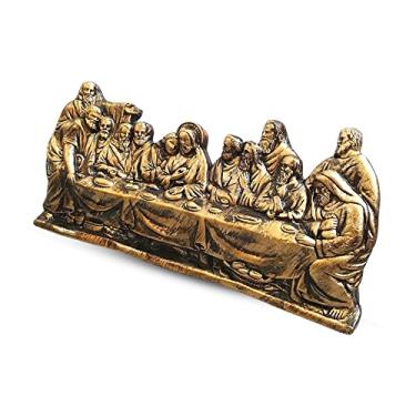Imagem de Santa Ceia Escultura Bronze Antigo A Última Ceia Para Mesa E Parede Gesso 54cm