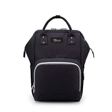 Imagem de Bolsa de fraldas para mamãe chique e leitoso - Carrinho de bebê com porta USB à prova d'água e alças para trocador, Solid Black, Medium