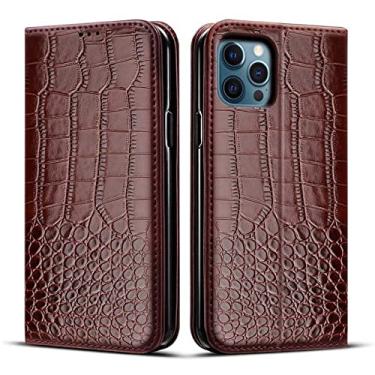 Imagem de Capa de telefone de carteira de couro de luxo para iphone 12 mini 13 11 pro max xr xs max 6 6 s 7 8 plus x estilo livro capa de negócios de corpo inteiro, marrom profundo, para iphone13 pro max