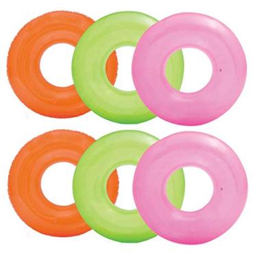 Imagem de Intex Jangada inflável colorida transparente para piscina (pacote com 6) | 59260EP