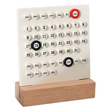 Imagem de WeiLaiKeQi Moda Calendário Perpétuo DIY Anel Reutilizável Registro Ornamentos Mesa de de Aniversário Calendário para Escritório Acessórios, BRANCO