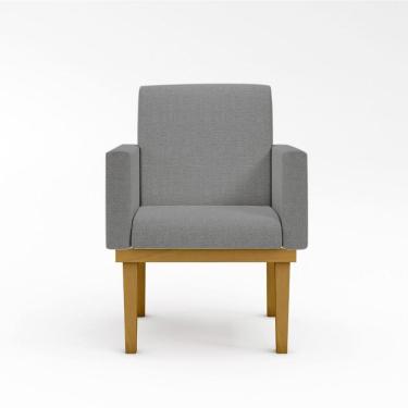 Imagem de Cadeira Poltrona Decorativa Base ReforçadaLinho Grafite