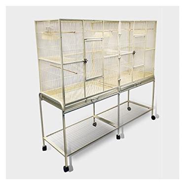 Imagem de KIZQYN Gaiolas empilháveis divididas em ferro gaiola de pássaro periquito casa com suporte para canários calopsitas Lovebirds tentilhões pequenos papagaios gaiola de voo