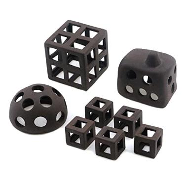 Imagem de MY MIRONEY 8 peças abrigos de cerâmica aquário rocha cerâmica abrigo caverna camarão betta lagartos esconderijo reprodução caverna esconderijo cúbico decoração de aquário de peixes