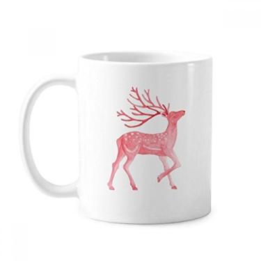Imagem de IUCN Caneca vermelha de cervo Sika vermelho com animais ameaçados de extinção cerâmica xícara de café porcelana louça