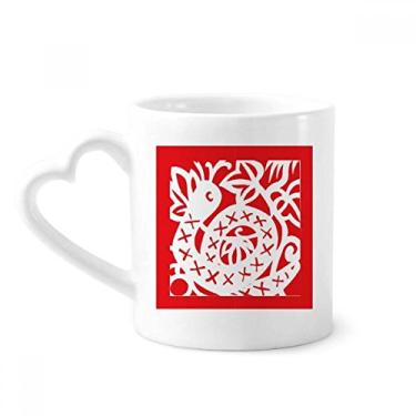 Imagem de Caneca do zodíaco da China com corte de papel serpente animal caneca de café cerâmica copo de coração de vidro