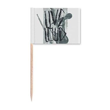 Imagem de Cinza Jazz Instrumentos Musicais Padrão Palito Bandeiras Marcador Topper Decoração de Festa