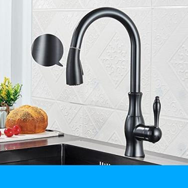 Imagem de Torneiras de cozinha pretas extraíveis torneira misturadora de pia de cozinha alavanca única torneira misturadora de água guindaste para cozinha misturador de rotação 360, TIPO A, bronze preto