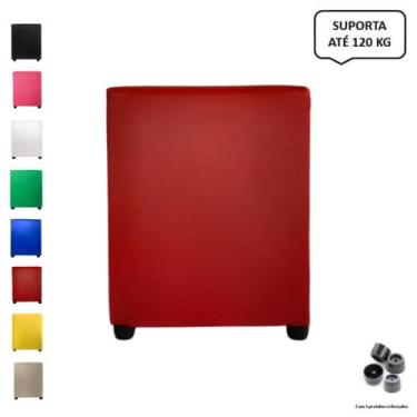 Imagem de Puff Banqueta Quadrado Cubo Decorativo Vermelho Material Sintético  -