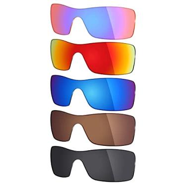 Imagem de 5 pares de lentes polarizadas de substituição da Mryok para óculos de sol Oakley Batwolf – Stealth preto/bronze marrom/azul gelo/vermelho fogo/rosa cobalto