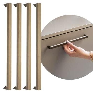 Imagem de 4 X Puxador Slim Gaveta Armario Moveis Alumínio Round 352mm (BRONZE FOSCO)