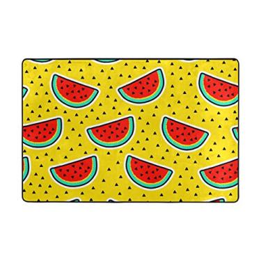 Imagem de My Little Nest Tapete de área de melancia com fatias de melancia, amarelo-brilhante, leve, 6 x 7 cm, tapete de decoração para ambientes internos e externos para entrada, sala de estar, quarto, escritório, cozinha, corredor