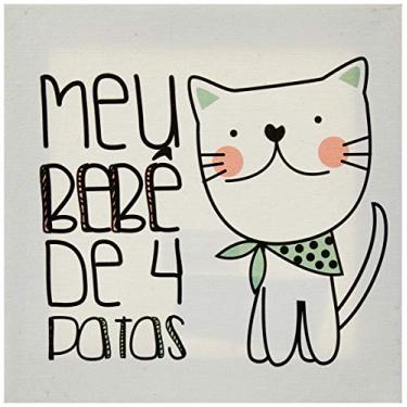 Imagem de Arte Maníacos Quadro Decorativo em Tela Canvas Meu Bebê de 4 Patas Gato - 32,5x23cm
