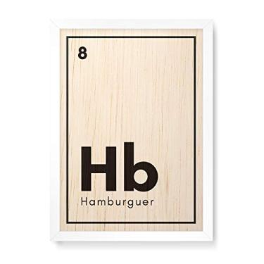 Imagem de Arte Maníacos Quadro Decorativo em Madeira Hamburguer Elemento - 23x16,25cm (Moldura caixa em laca branca)