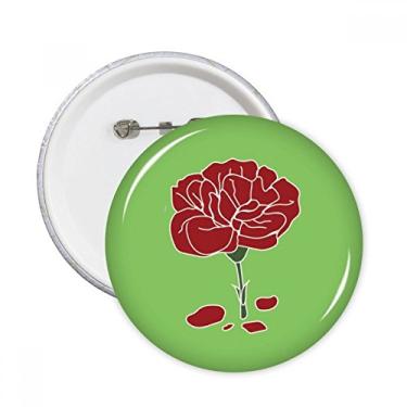 Imagem de Cravo vermelho Dia das Mães Flor Plantas Redondo Emblema Decoração Roupas 5 peças Presente