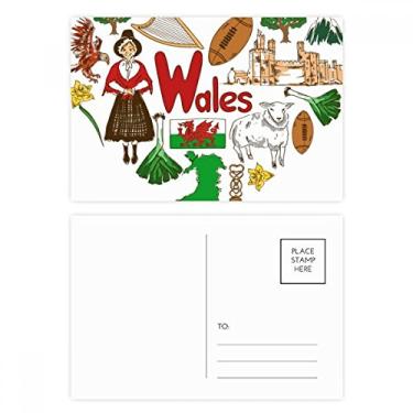 Imagem de Wales Love Heart UK Landscap Conjunto de cartão postal com bandeira nacional de aniversário