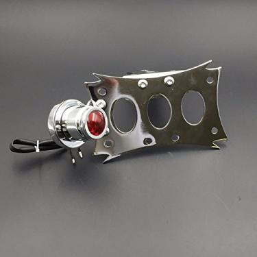 Imagem de NBX- Suporte de placa de carro horizontal cromado, horizontal em ziguezague, suporte de placa de licença 7x4 cromado redondo LED luz de freio integrada para compatível com Harley Touring Bobber Chopper Kawasaki Suzuki Yamaha