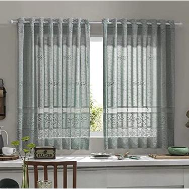 Imagem de Cortina para Cozinha Donna 220x130 cm Renda Color (Pistache)