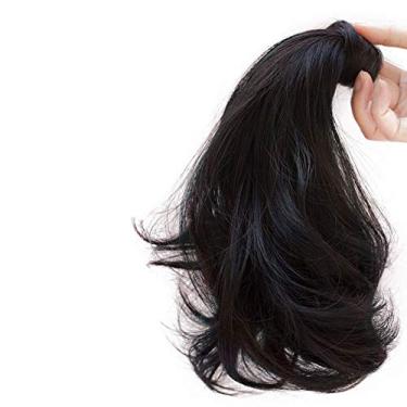Imagem de Rabo de cavalo médio macio natureza ondulada rabo de cavalo extensão leve Easy High Buns aplique clipe garra marrom escuro