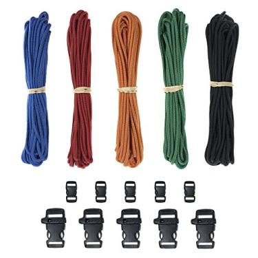 Imagem de Kit de Pulseira de Paracord – 5 Hastes de 7,6 metros de corda Paracord 550 com 10 Fivelas de Liberação Lateral – Perfeito para Casa, Auto, Uso de Emergência e Pulseiras de Artesanato, Essential
