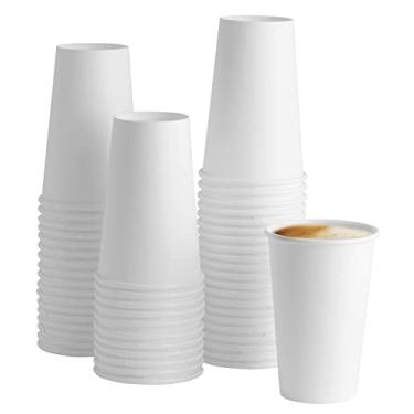 Imagem de GUSTO [Copos de papel branco descartáveis de 100 unidades, xícaras de café quente - Copos quentes ecológicos (473 ml - Branco)