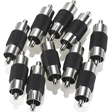Imagem de Acoplador masculino Warmstor RCA, pacote com 10 adaptadores de áudio RCA macho banhado a níquel para RCA, conector extensor de cabo RCA