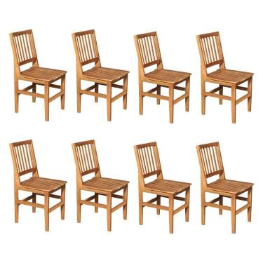Imagem de Kit 8 Cadeiras De Jantar Ripada Rústica Confort - Castanho - Marrom