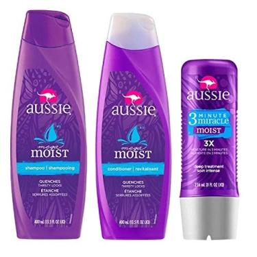 Imagem de Aussie Kit Shampoo + Condicionador 400 ml Moist + Miracle 236 ml